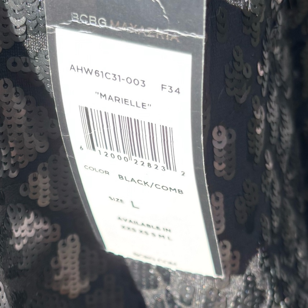 BCBG fully sequined L mermaid dress low open back never worn $700 US retail.